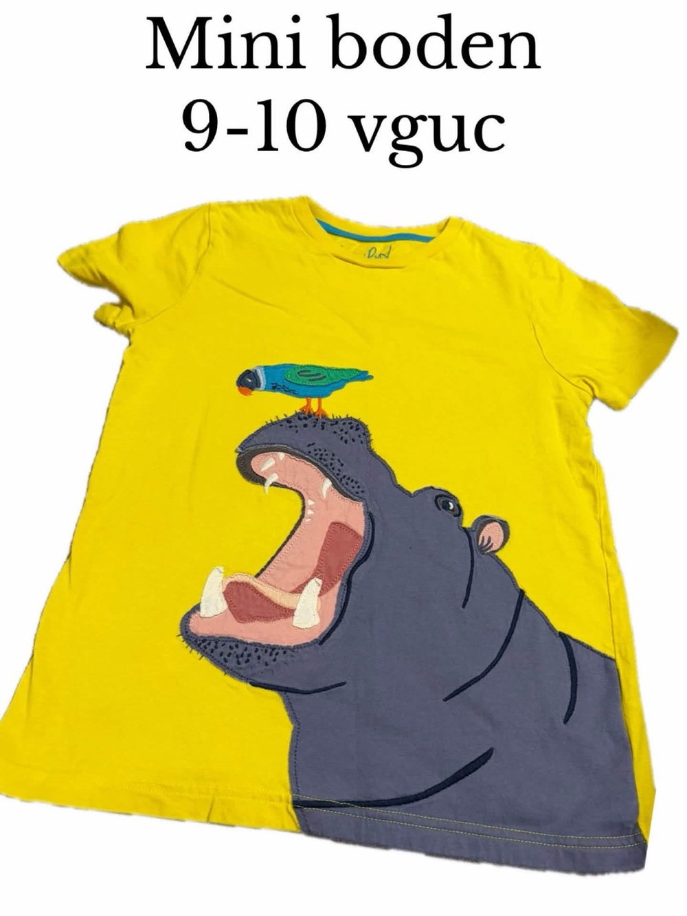 Mini boden 9-10 hippo shirt vguc